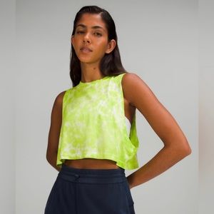 EUC Lululemon Cropped Tank in Tie Dye Eccentric Lime